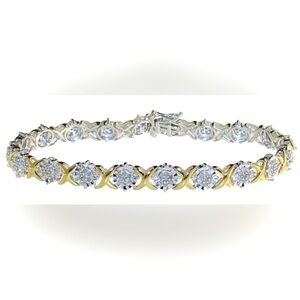 Quality 1.00 Carat Natural Diamond Two Toned Designer Bracelet